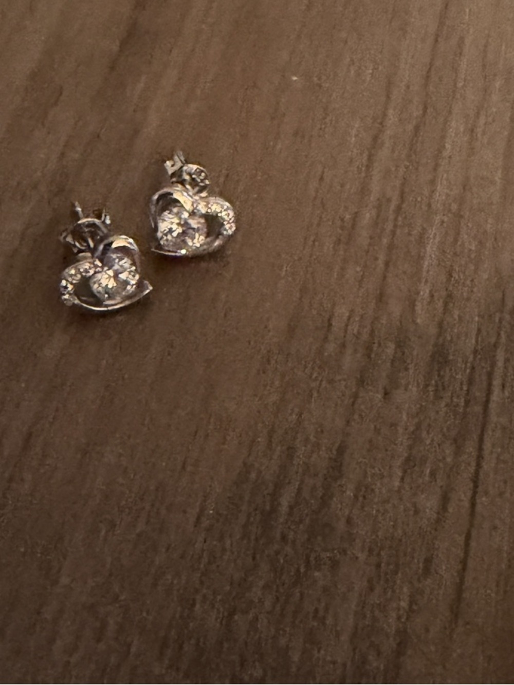Heart Sparkle Sterling-Color Stud Earrings - Silver-Tone